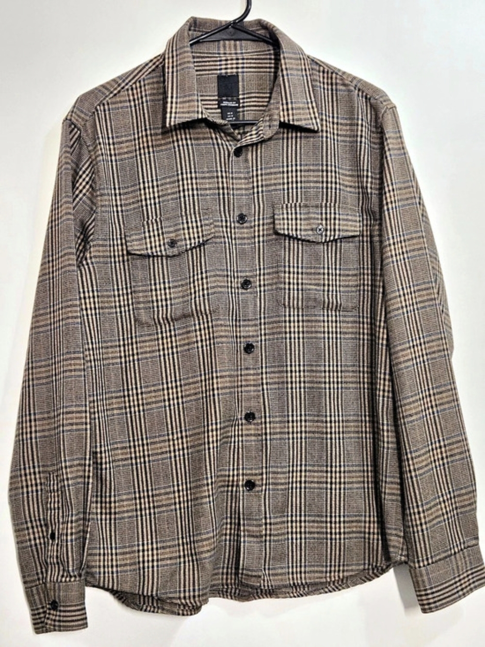 H&M Plaid Button Down in Brown & Blue Size Medium Like New